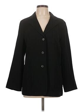 IDA&S Relaxed Crepe Blazer Cinched Back Detail Career Jacket Formal Black Large